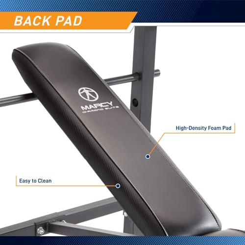 Marcy Standard Weight Bench with 80lbs to 100 lbs Vinyl-Coated Weight Set for Strength Training, Weight Lifting for Personal Home Gym