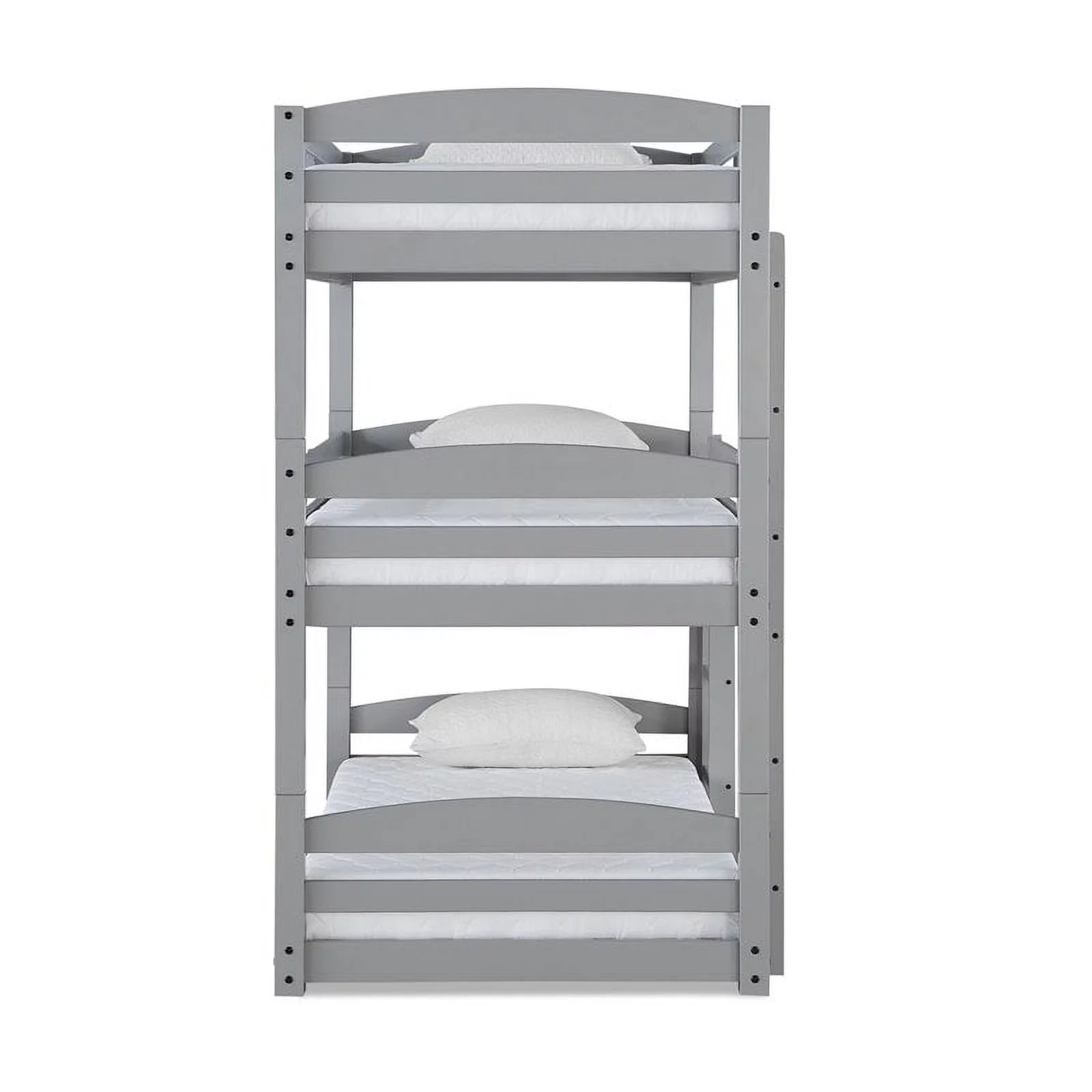 Dorel Living Sierra Traditional Triple Floor Wood Bunk Bed in Gray