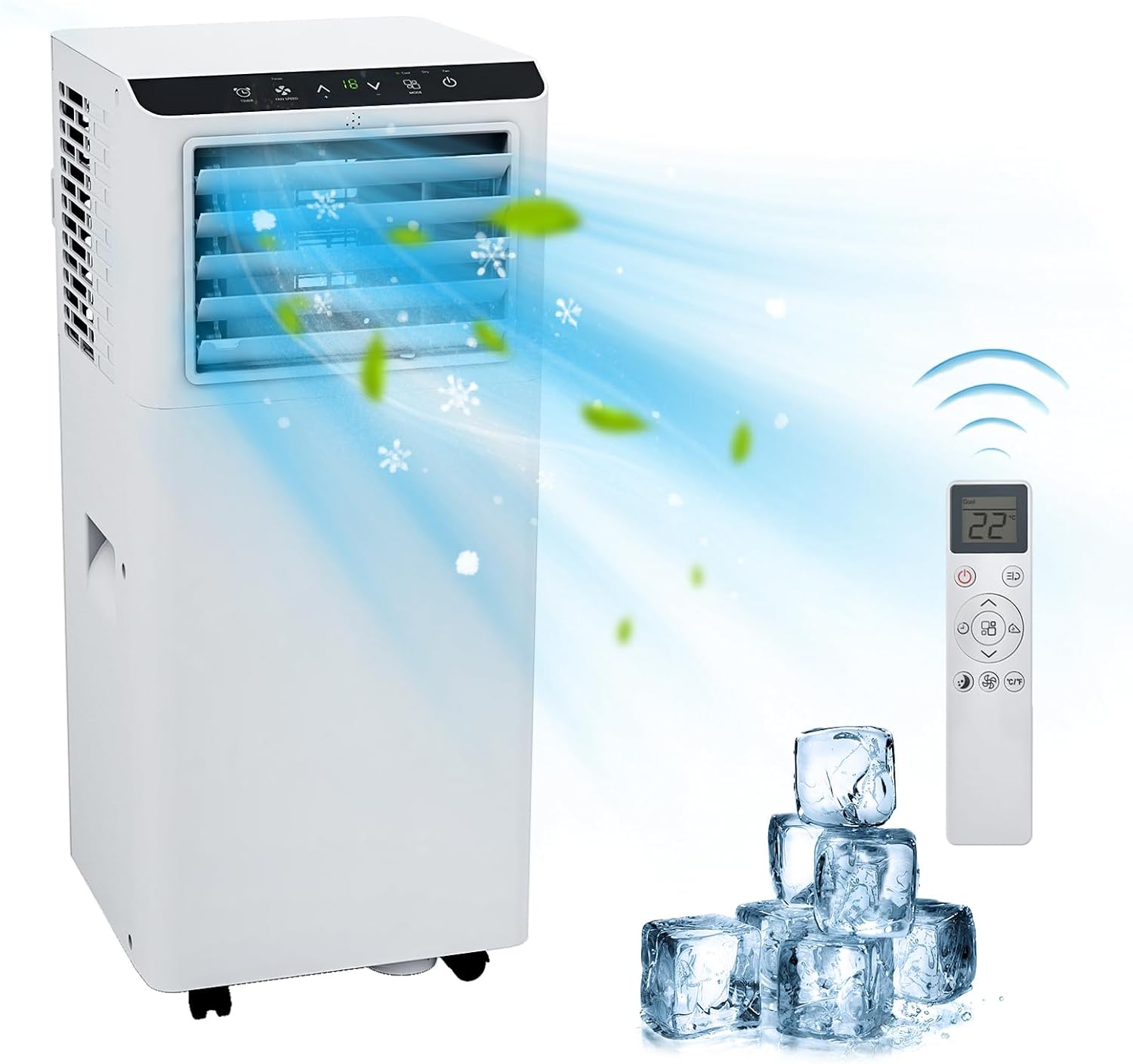 Portable Air Conditioner 8000 BTU with Efficient Cooling Air Conditioners Fan Mode Room Cooling Up to 350 sq ft 24 Hour Timer ，Portable AC Quiet