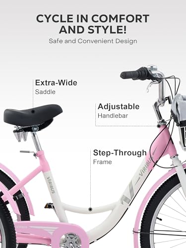 Viribus Adult Tricycle, 7 Speed Tricycle for Adults with Front & Rear Removable Wheeled Baskets, 3 Wheel Bikes for Adults Seniors Women Men