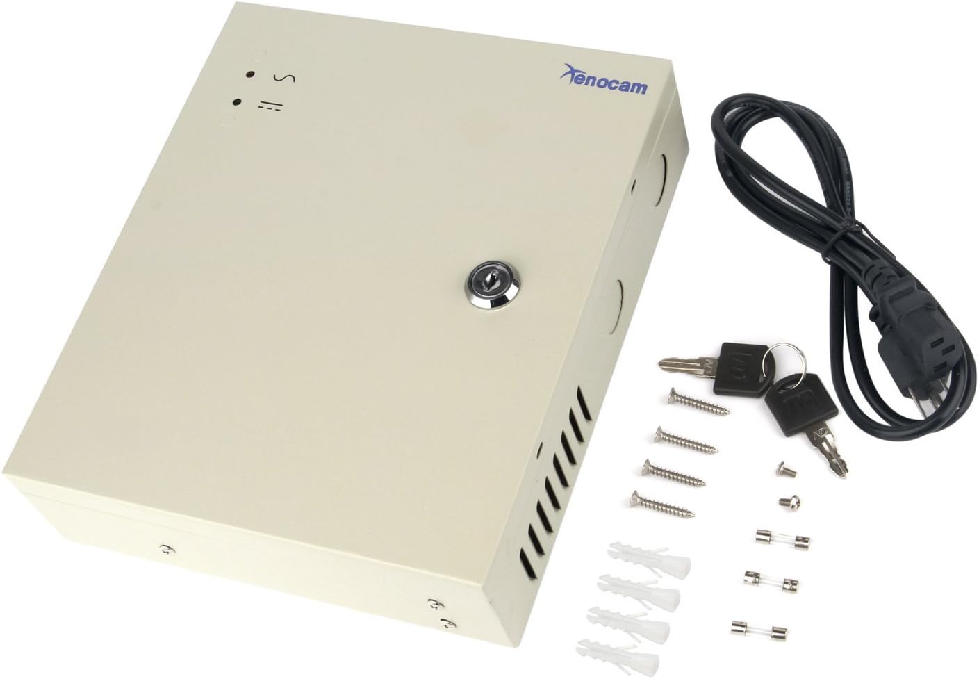 Xenocam 8 Channel Port 12V DC 5 Amp Amper with PTC Fuse Distributed Power Supply Box for CCTV DVR Security System and Camera or Cameras