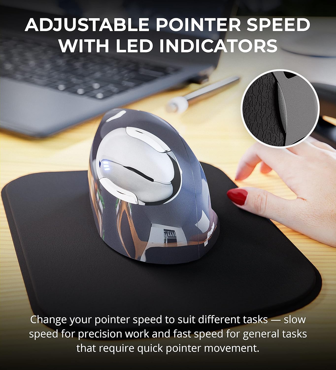 Evoluent VMDMW VerticalMouse D Medium Right Hand Ergonomic Mouse with Wireless USB Receiver (Medium Hand Size) Bundle with Blucoil 2 AA Batteries