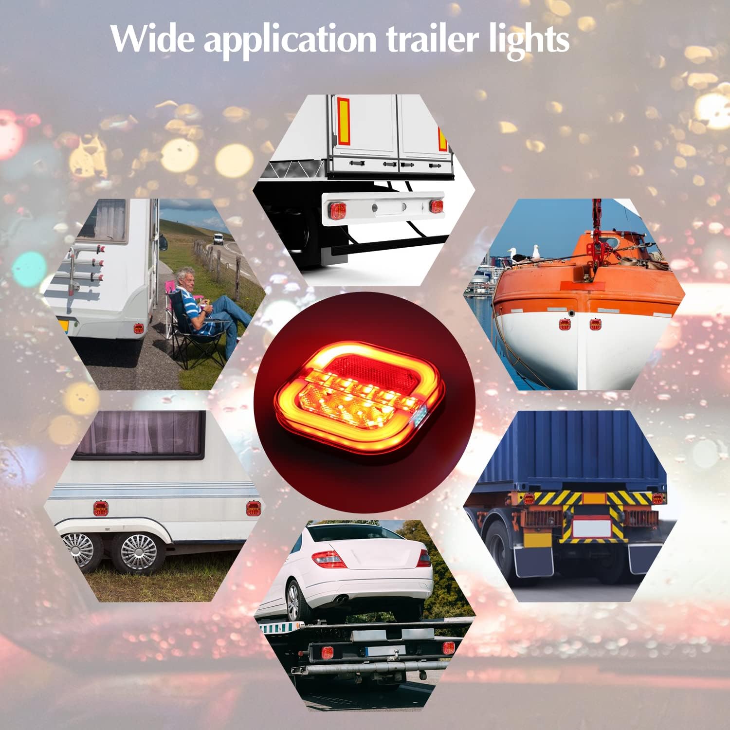 Wireless Trailer Lights for Towing, 2 Pcs Rechargeable LED Magnetic Tail Light Kit for Tow Truck