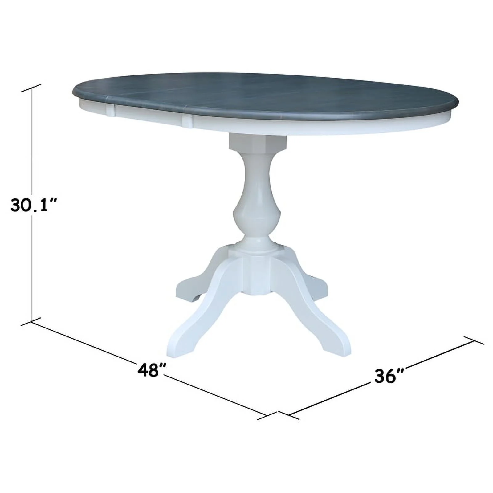 36 in Round Wood Extension Dining Table with 4 Chairs in White and Heather Gray