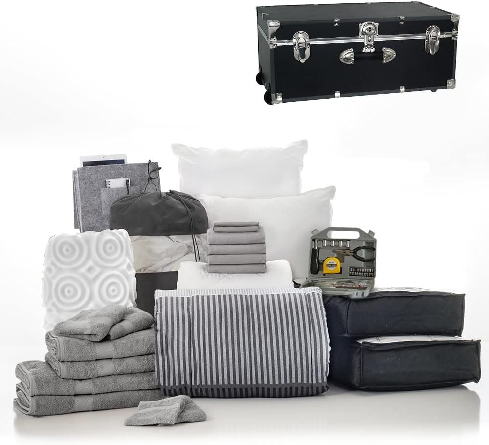 OCM College Dorm Room 25-Piece Complete Campus Pak Trunk Bundle | Twin XL Bedding