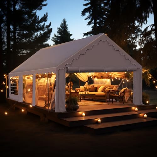 PHI VILLA 20'x16' Outdoor Heavy Duty Party Tent Large Commercial Canopy Wedding Event Shelter with Removable Sidewalls & 3 Storage Bags for Patio