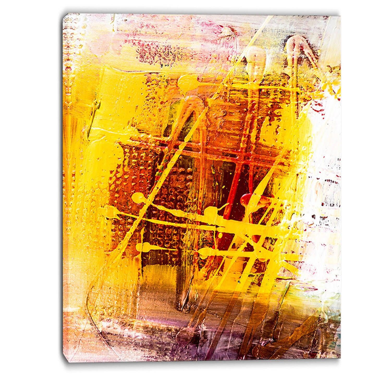 Design Art Abstract Buddha Graphic Art on Wrapped Canvas, Yellow