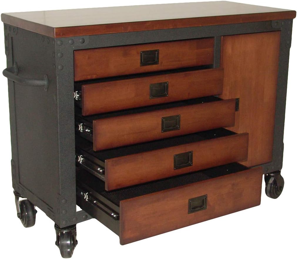 Duramax 48 in. 5-Drawers Garage Rolling Tool Chest with Dark Solid Wood Top