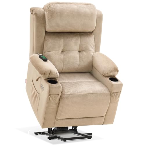 MCombo Large Dual Motor Power Lift Recliner Chair with Massage and Heat for Elderly People, Adjustable Headrest, Infinite Position, USB Ports