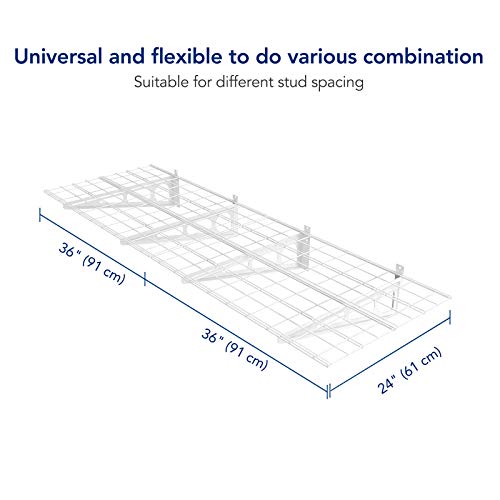 FLEXIMOUNTS 2-Pack 2x6ft Garage Shelving 24-inch-by-72-inch Wall Shelf Garage Storage Rack Floating Shelves, Black