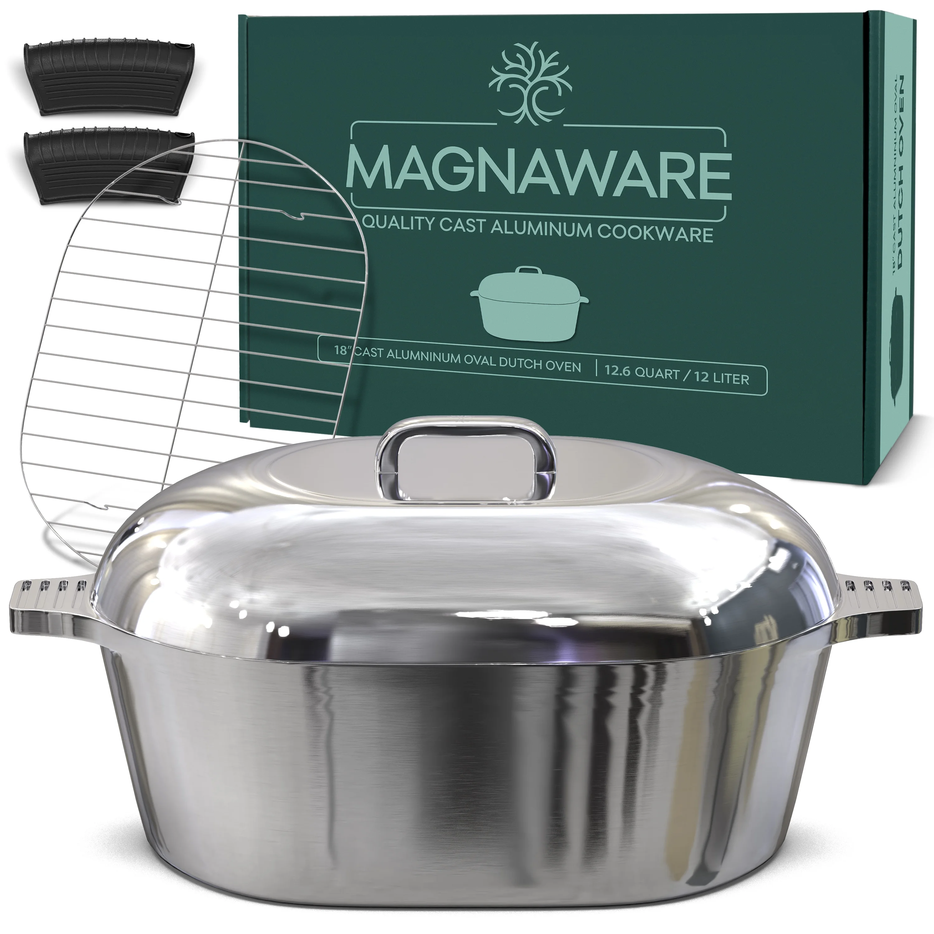 MAGNAWARE Cast Aluminum Oval Dutch Oven - Lightweight Cajun Cookware 12.6 Quart (18 inch)