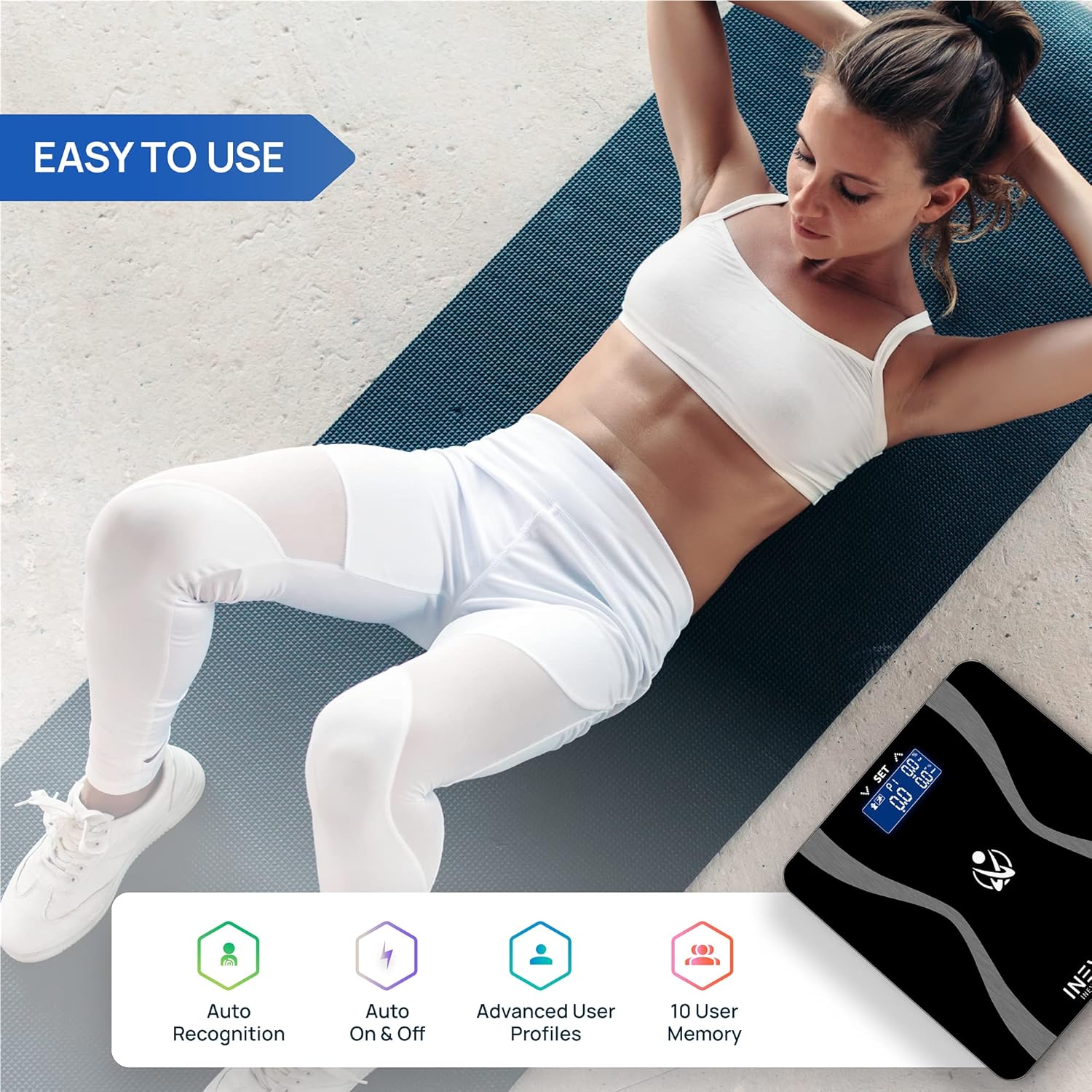 INEVIFIT Body-Analyzer Scale, Highly Accurate Digital Bathroom Body Composition Analyzer, Measures Weight, Body Fat, Water