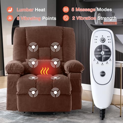 Power Lift Recliner Chair with Vibration Massage and Lumbar Heating for Elderly