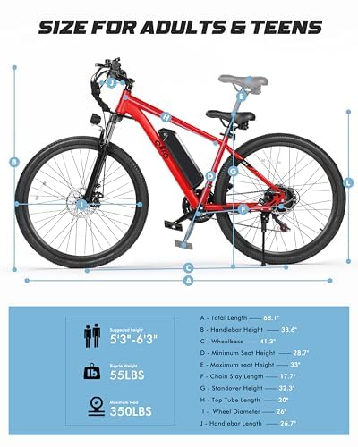 Racer Electric Bike for Adults - 21-Speed Mountain Lightweight Ebike with Peak 750W 22MPH Brushless Motor, 375Wh Removable Battery