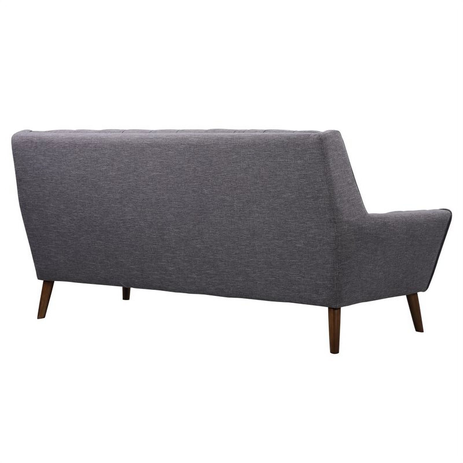 Allora Mid-Century Linen Fabric/Wood Sofa in Dark Gray/Walnut