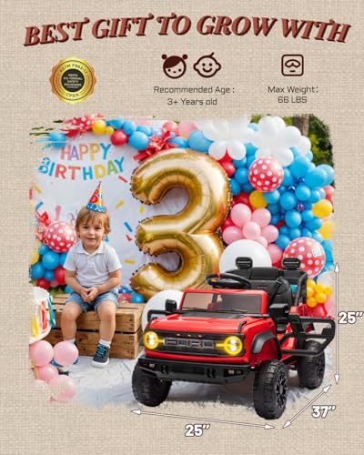 24V Ride on Toys for Big Kids, Licensed Ford Bronco Raptor 2 Seater Ride on Cars with Remote Control, Ride on Truck w/ 4-Wheeler Suspension, 3 Speeds