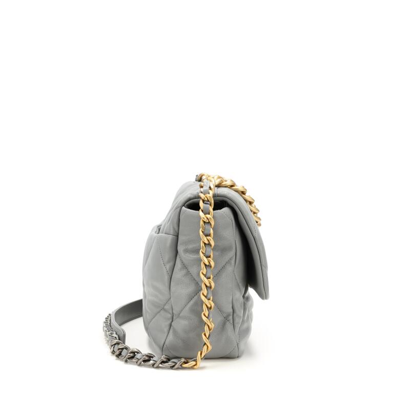Lambskin Quilted Medium Chanel 19 Flap Dark Grey