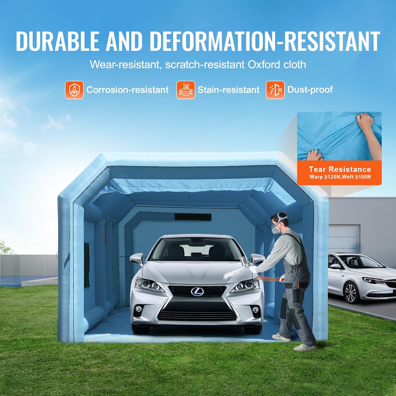 VEVOR Inflatable Paint Booth, 23 x 13.1 x 9 ft Inflatable Spray Booth, with 750W+480W Powerful Blowers and Air Filter System, Large Motorcycle