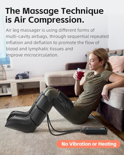 SHINE WELL Leg Massager with Heat and Compression, Leg Massager for Circulation and Pain Relief, Full Leg Massager with 3 Heat 3 Modes 3 Intensities