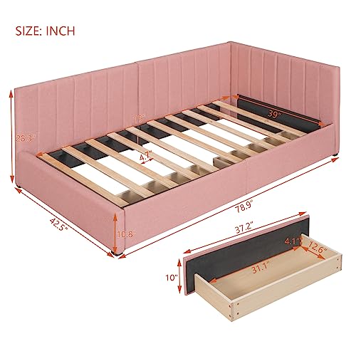 TRIPLE TREE Upholstered Daybed with 2 Storage Drawers,Twin Size Sofa Bed Frame No Box Spring Needed,Sofa Bed Couch for Bedroom Living Room