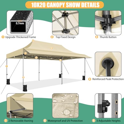 COBIZI 10x10 Pop Up Canopy Tent with Awning