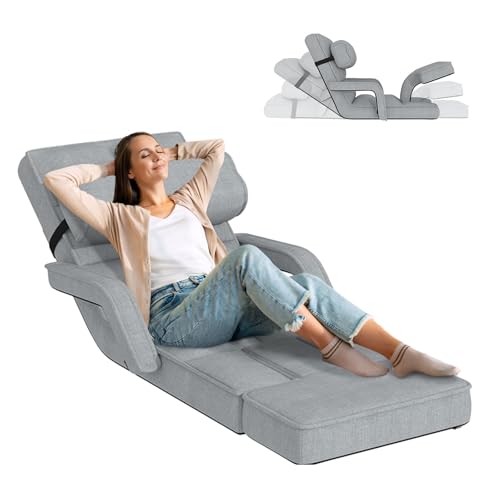 Esright Floor Chair, Padded Folding Gaming Chair with 14-Level Adjustable Backrest