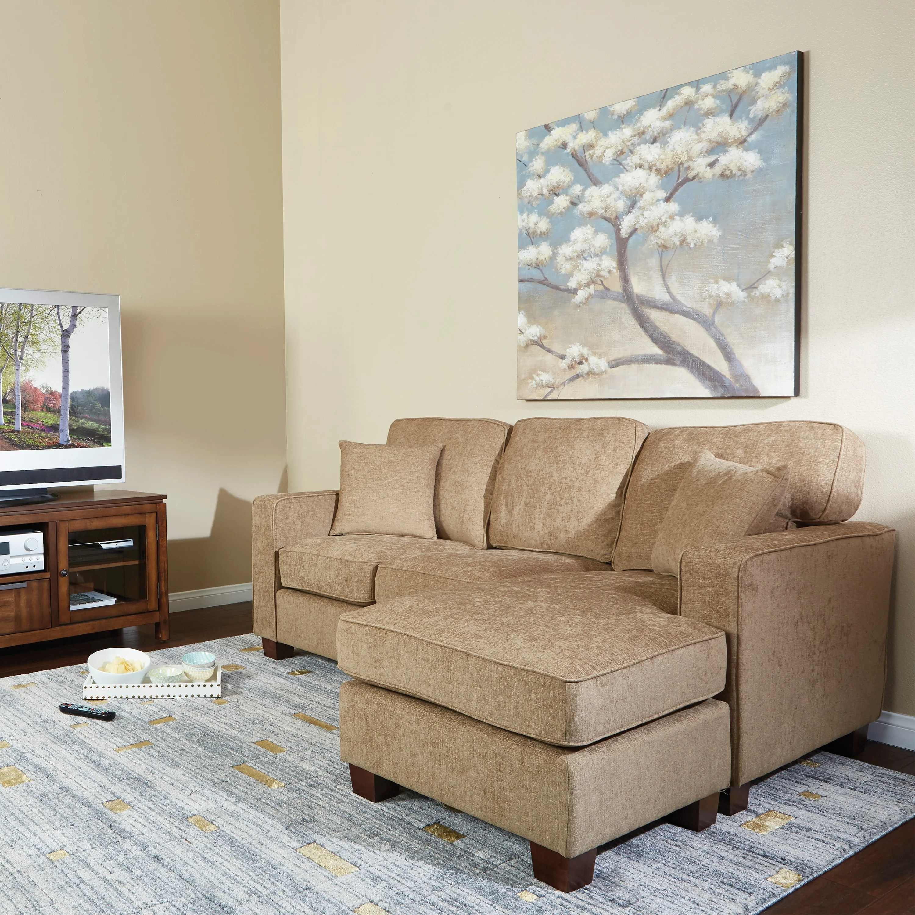 Copper Grove  Cleome Reversible Chaise Sectional Sofa Taupe