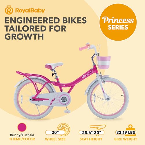 Royalbaby Princess Girls Kids Bike 12 14 16 18 20 Inch Children Bicycle with Basket for Age 3-12 Years