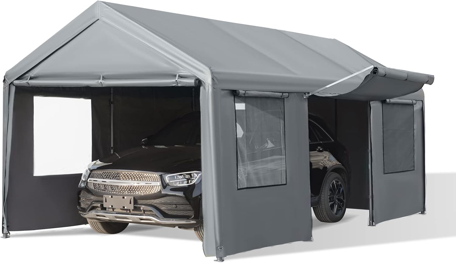 Gardesol Carport, 10’ x 20’ Heavy Duty Carport with Roll-up Sidewall and Ventilated Windows, Portable Outdoor Garage for Car, Truck, SUV, Boat