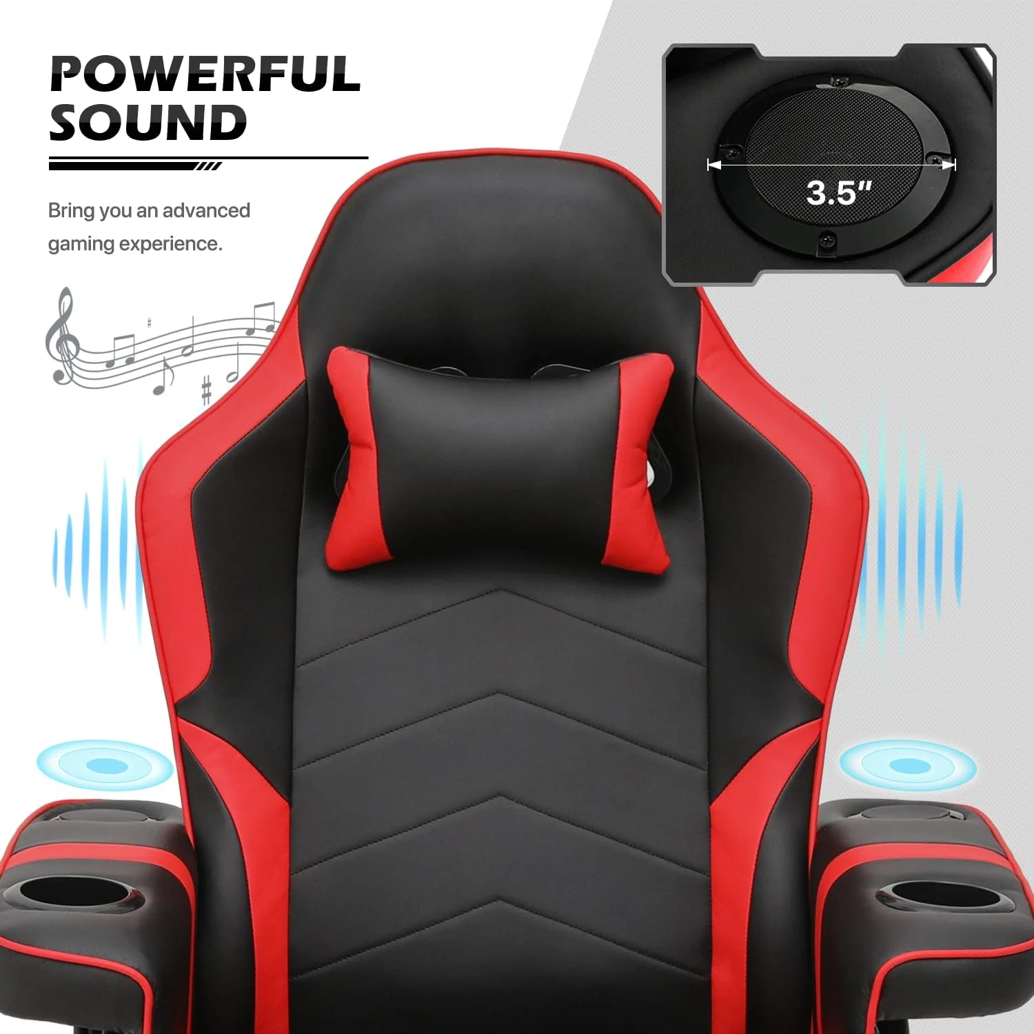 Massage Gaming Recliner Chair PU Leather Lounging Video Gaming Couch Adjustable Backrest Living Room Single Sofa With Speakers & Organizer Bag