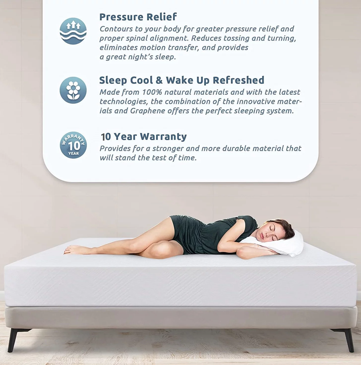 10" RV Mattress Short King Size for RVs, Campers & Trailers, 75*72*10", Memory Foam Mattress in a Box