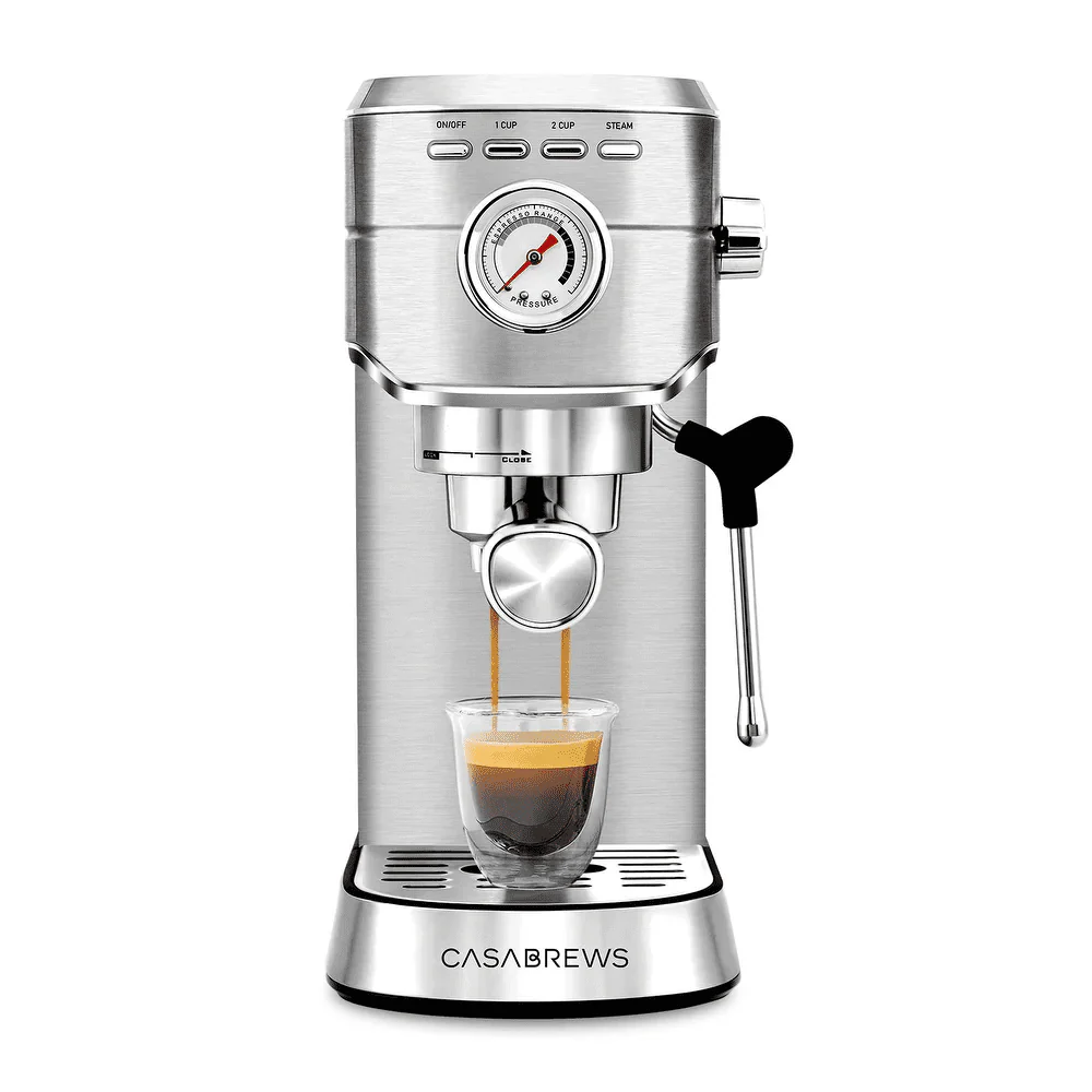 Casabrews 20 Bar Espresso Machine with Milk Frother Steam Wand, Stainless Steel Professional Cappuccino and Latte Coffee Machine, New, Silver