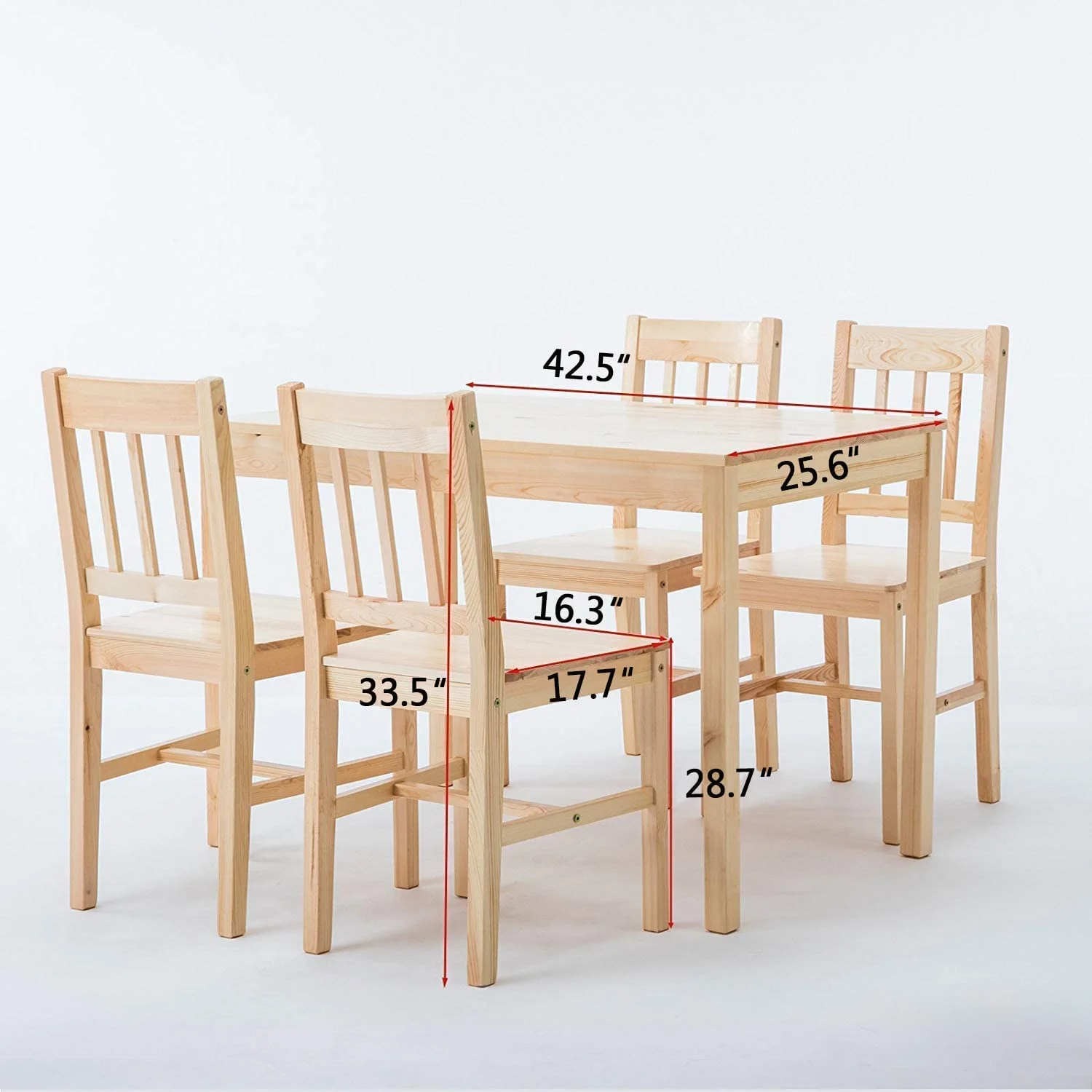 RUNFAYBIU Dining Table Set for 4  Pine Wood Kitchen Table and Chairs for Dining Room Table Set for Small Space Wood Kitchen Dinette Table with 4