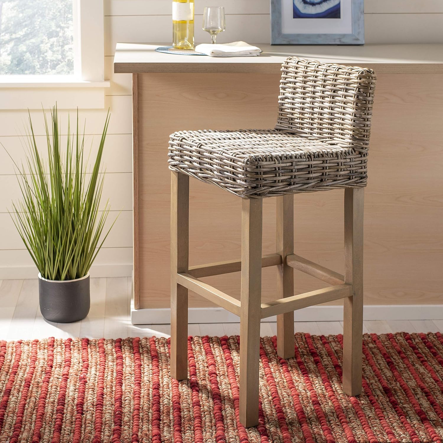 Safavieh Home Collection Cypress Cappuccino Wicker 30-inch Bar Stool
