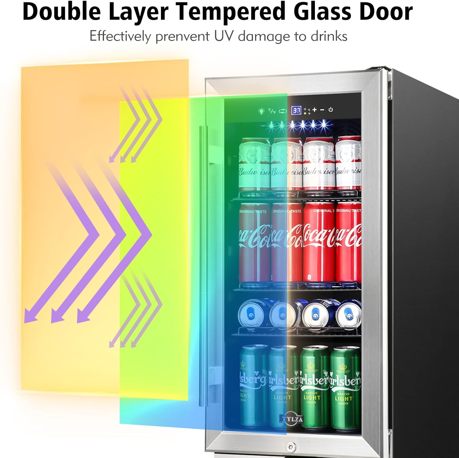 TYLZA Mini Fridge 15 Inch Beverage Refrigerator Cooler Under Counter