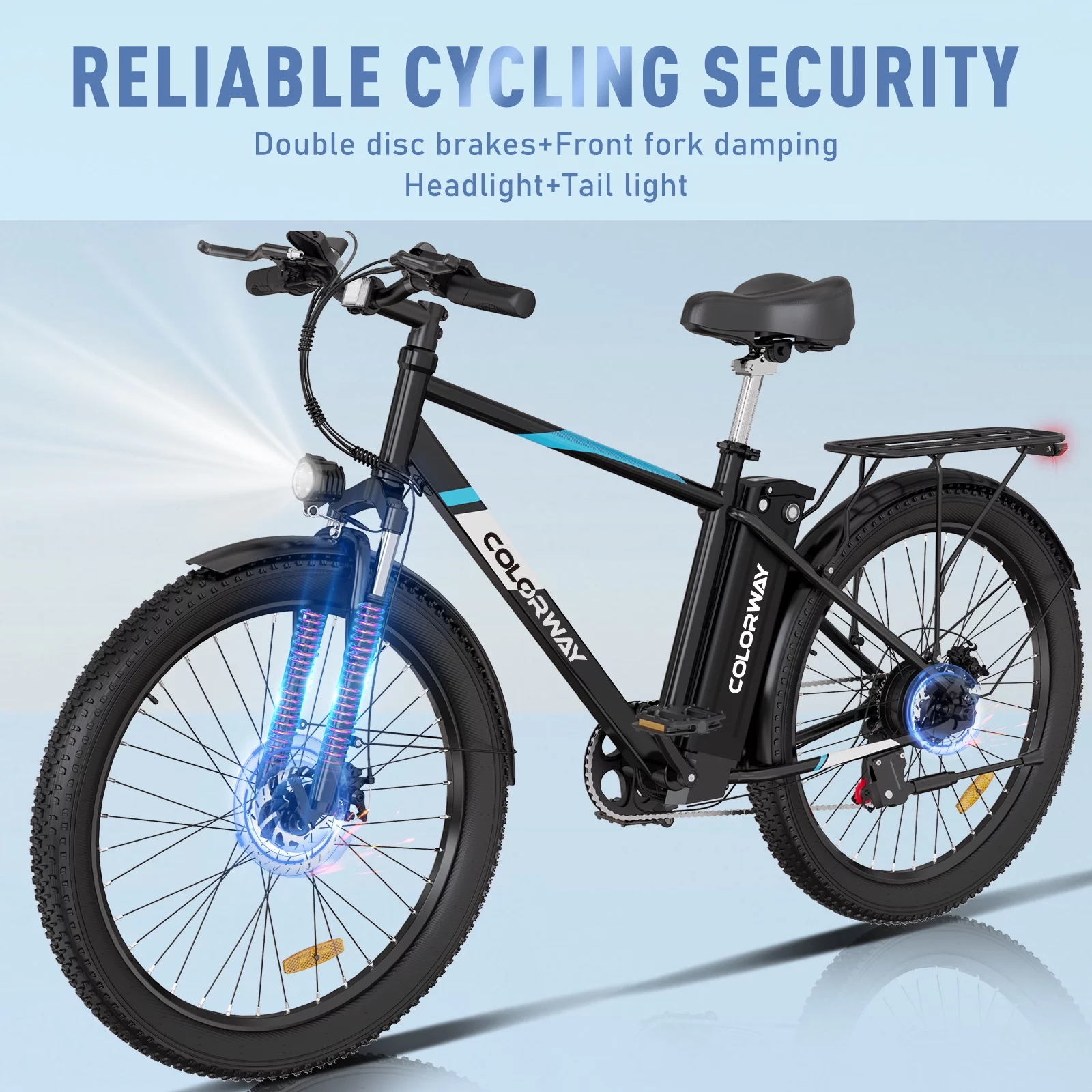 COLORWAY 500W 26X3.0 Electric Bike for Adults, 36V/15Ah E bike, Shimano 7-Speed, Electric Cruiser Bike for Female Male