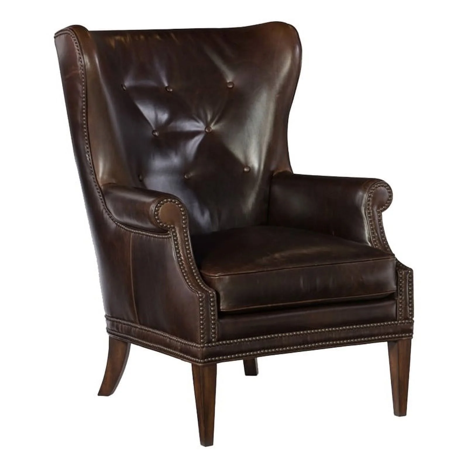 Beaumont Lane 18'' Traditional Leather Wing Club Chair in Dark Brown