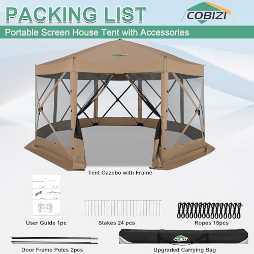 COBIZI 12x12ft Pop up Gazebo Screen Tent Screen House for Camping, Camping Outdoor Screened Gazebo, Canopy Tent