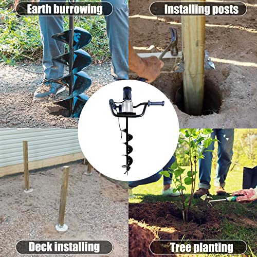1500W Electric Post-Hole Digger with 6-Inch Auger Bit, Earth Auger Drill, Auger Bit Earth Auger, Ideal for Post Hole Digging, Drilling, Tree Planting