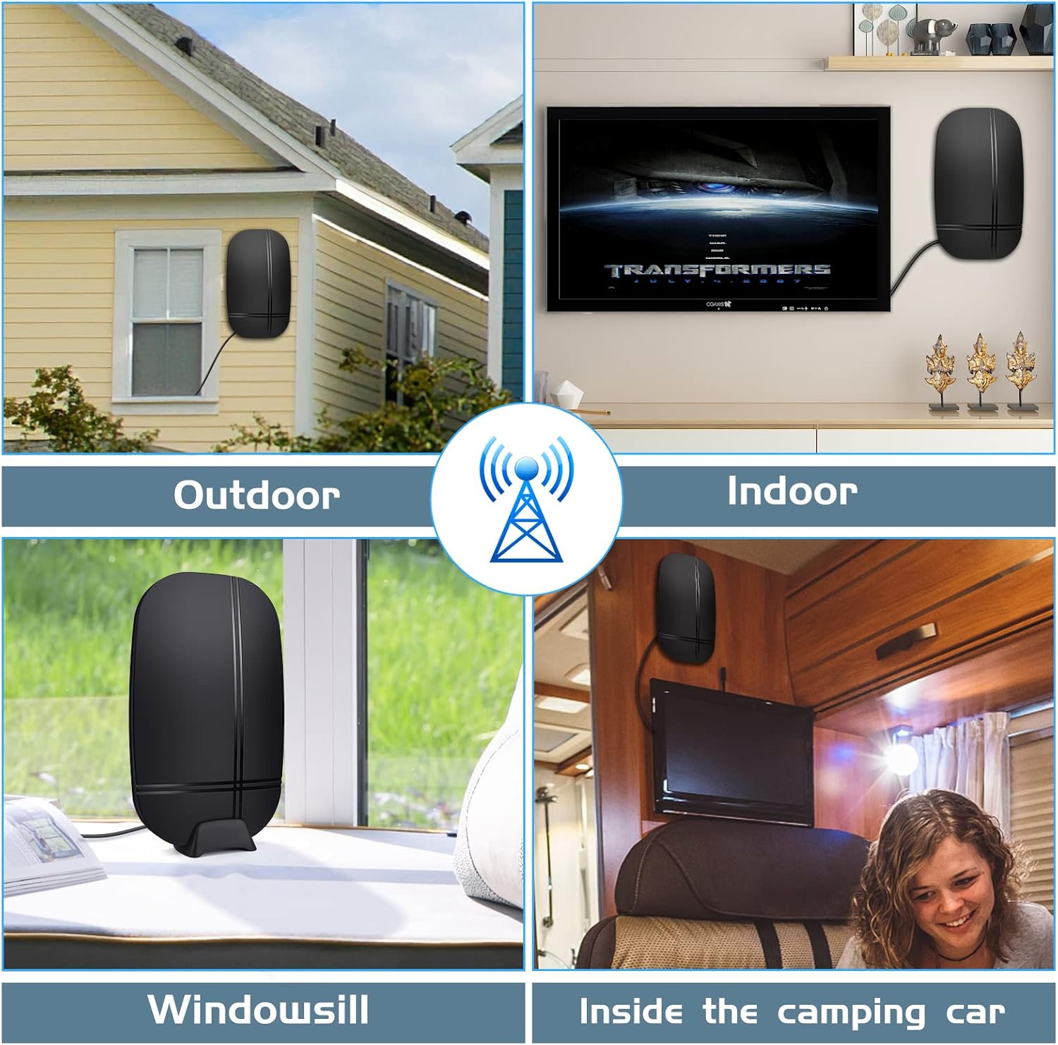 2022 Amplified HD TV Antenna, Indoor/Outdoor Digital Antenna up to 400 Miles Range-Support 4K 1080P All TVs HD Local Channels 360&deg