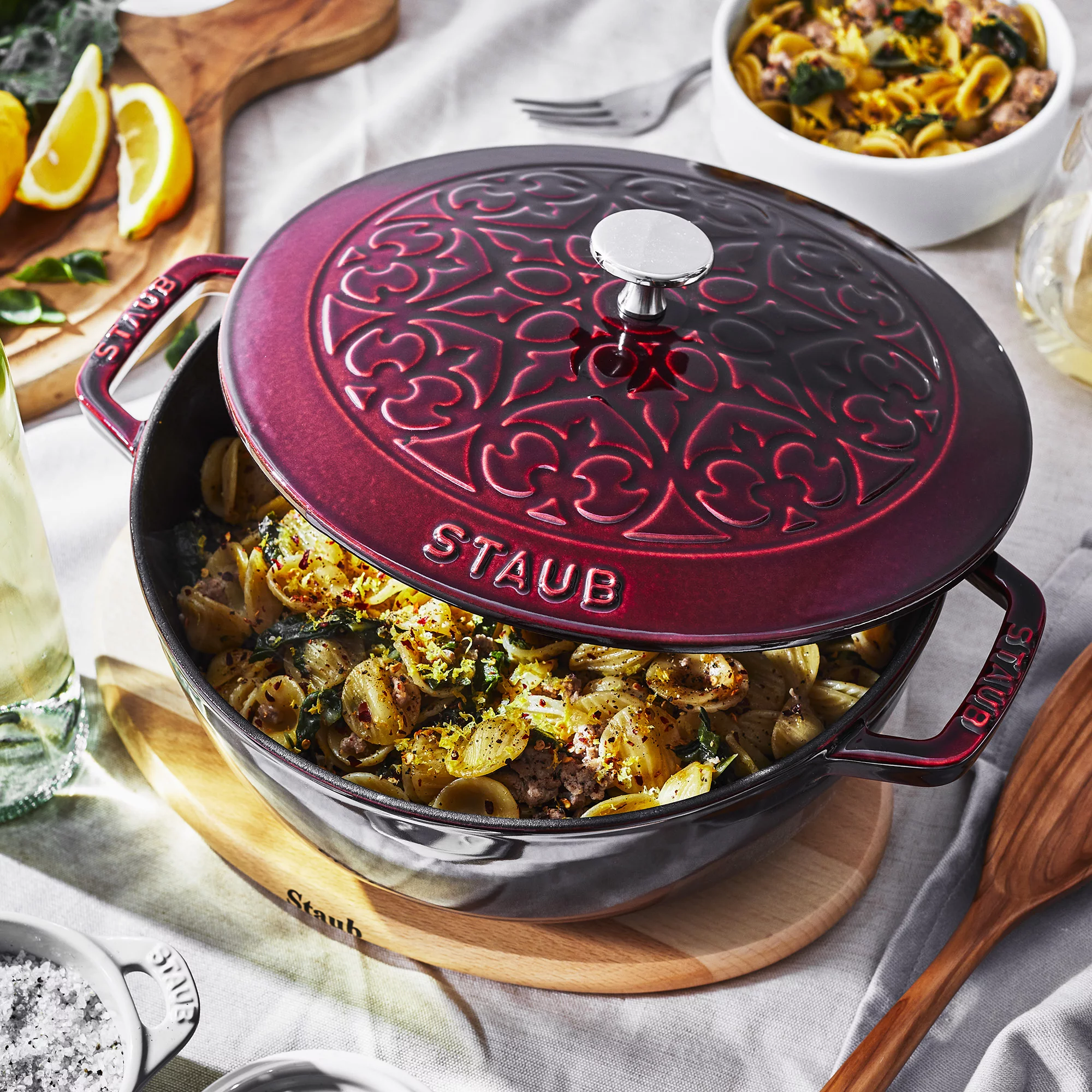 Staub Cast Iron 3.75-qt Essential French Oven with Lilly Lid - Grenadine