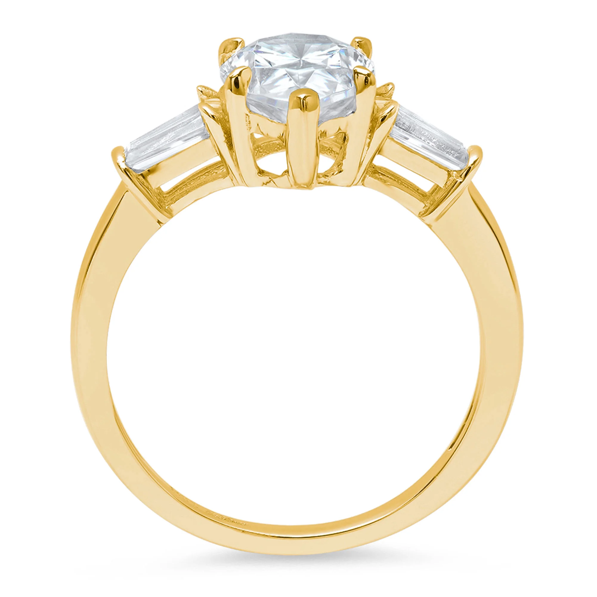2.3 ct Pear Cut Real Genuine Natural Diamond SI1-SI2 I-J 14K Yellow Gold Three-Stone Promise Wedding Statement Engagement Designer Ring size 10.5