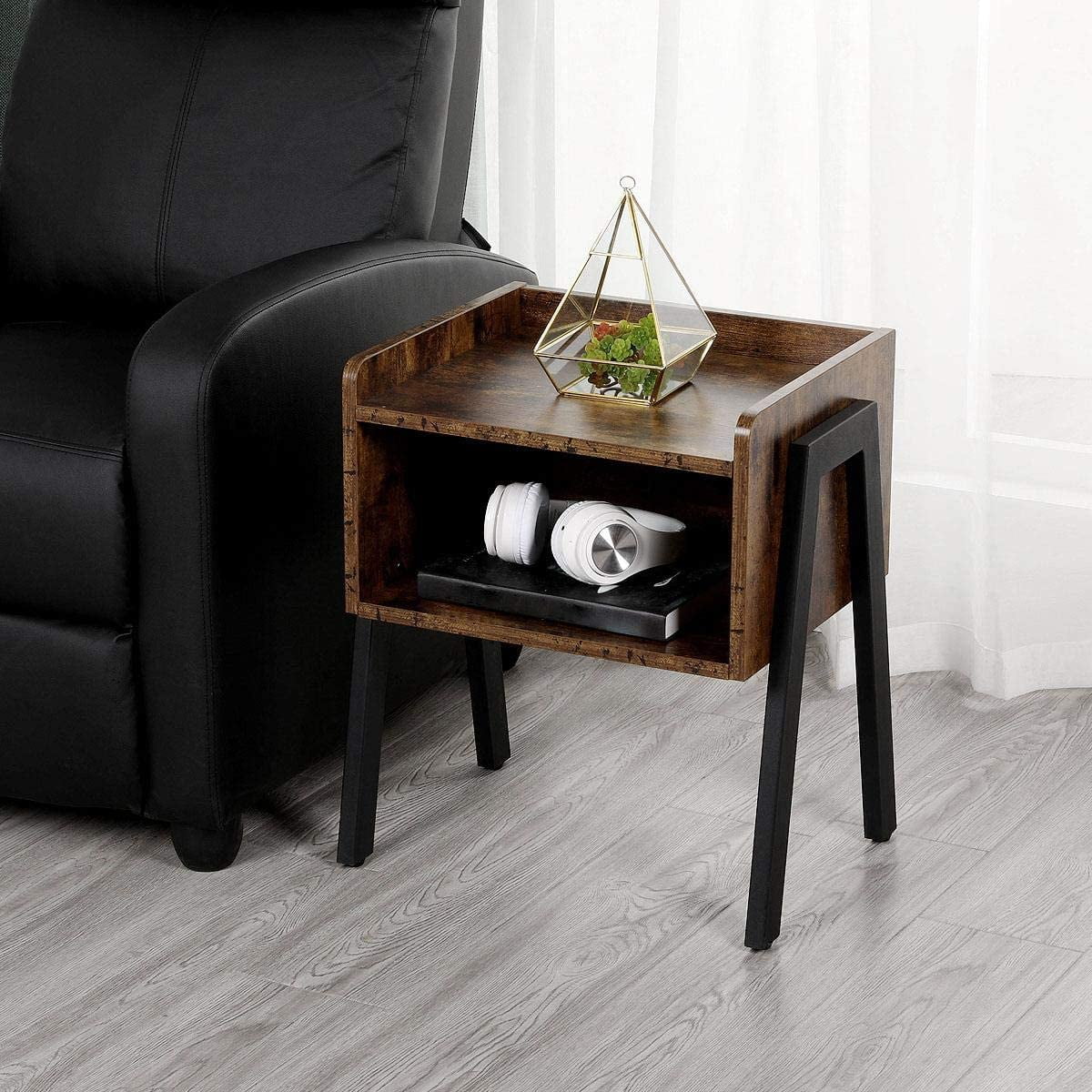 Industrial Living Room 3-Piece Table Sets - Includes Coffee Table & Two End Sofa Side Tables, Wood Home Accent Furniture, Easy Assembly, Rustic Brown