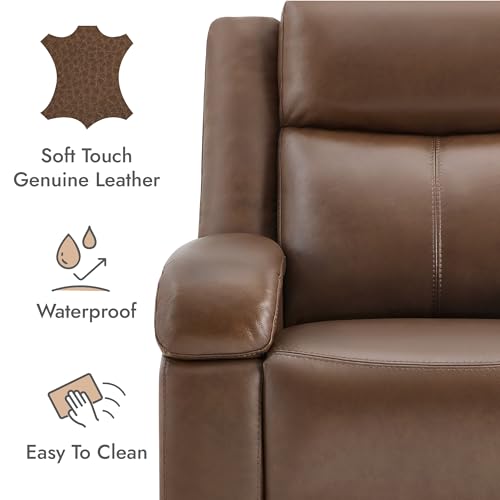 Watson & Whitely Genuine Leather Power Recliner Chairs for Adults, Wall Hugger RV Recliner with Power Headrest & Charging Ports