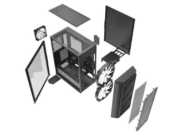 Montech Air x ATX Mid-Tower Case, Super High Airflow, Pre-Installed Dual 200mm ARGB Fans, 120mm ARGB Fan, ARGB Controller, Mothe
