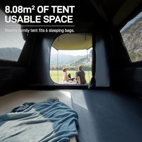 EVER ADVANCED Blackout 6 Person Camping Tent, Instant Cabin Tent for Family with Vestibule and Large Mesh Windows, 60s Easy Setup, Double Layer