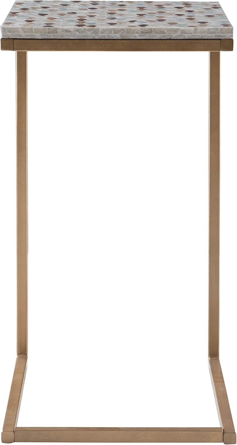 Linon Ivory and Gold Capiz Fish Janson Accent C Table
