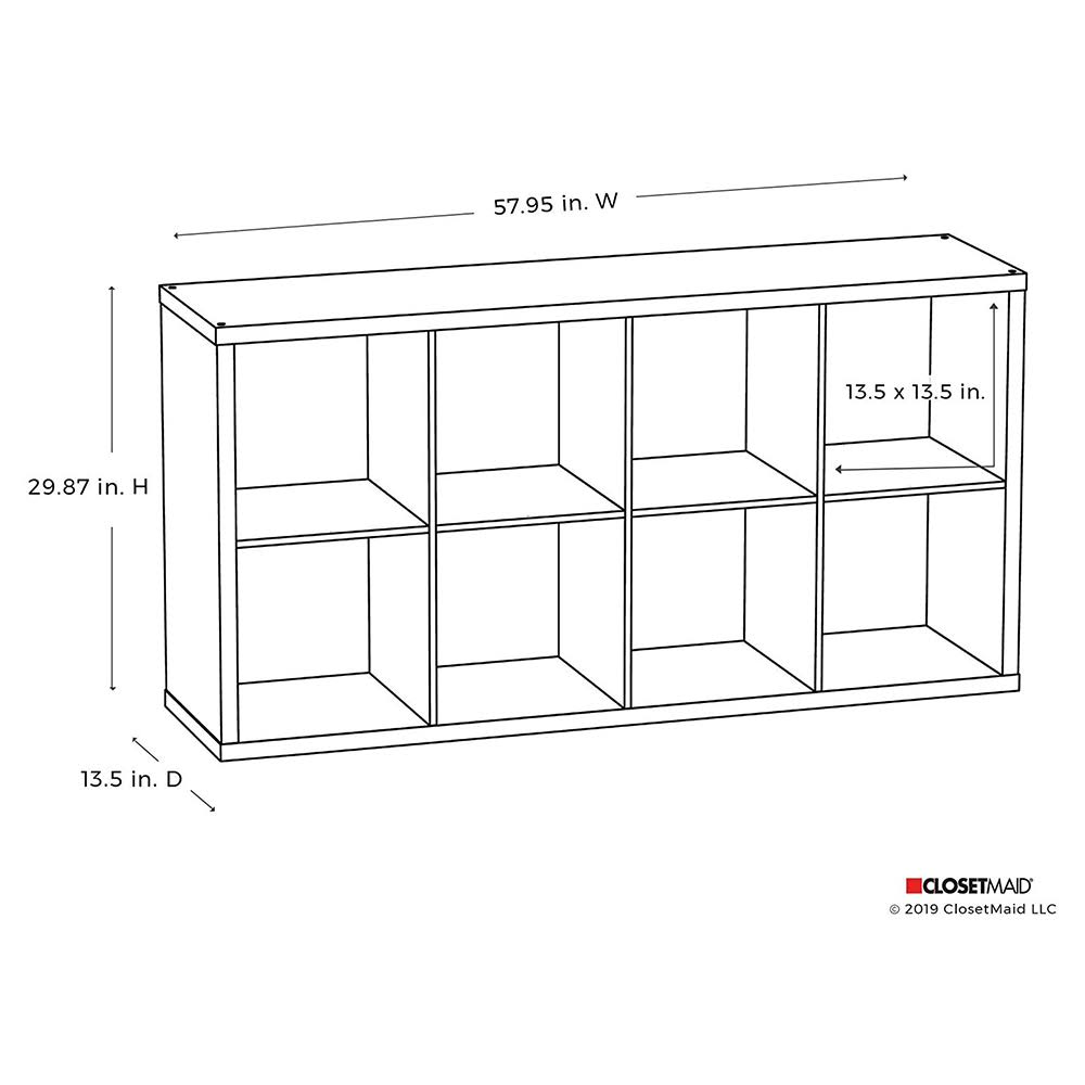 Closetmaid 4583 Bookcase Open Back 8-Cube Storage Organizer, White (2 Pack)