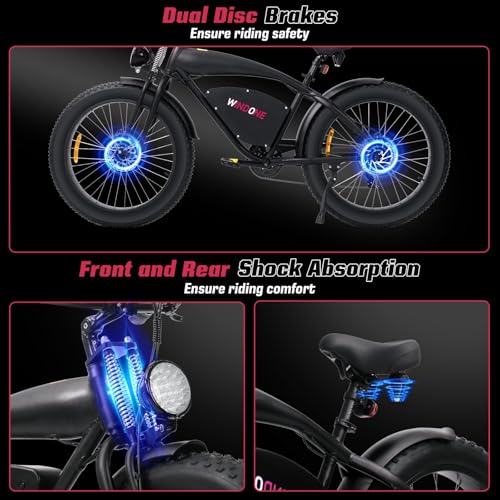 E2/K20 Electric Bike for Adults, 48V 13Ah/15Ah Battery, Up to 28 MPH & 46.6/60 Miles (PAS), 750/1000W Peak Ebike with All-Terrain 20"/26''