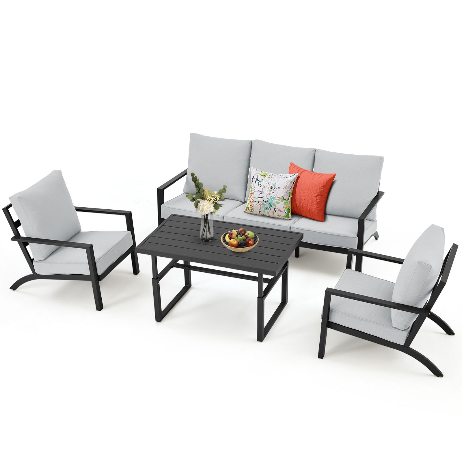 AECOJOY Aluminum Patio Furniture Set Modern Metal Outdoor Patio Furniture Clearance, Adirondack Patio Conversation Sets for Lawn, Backyard